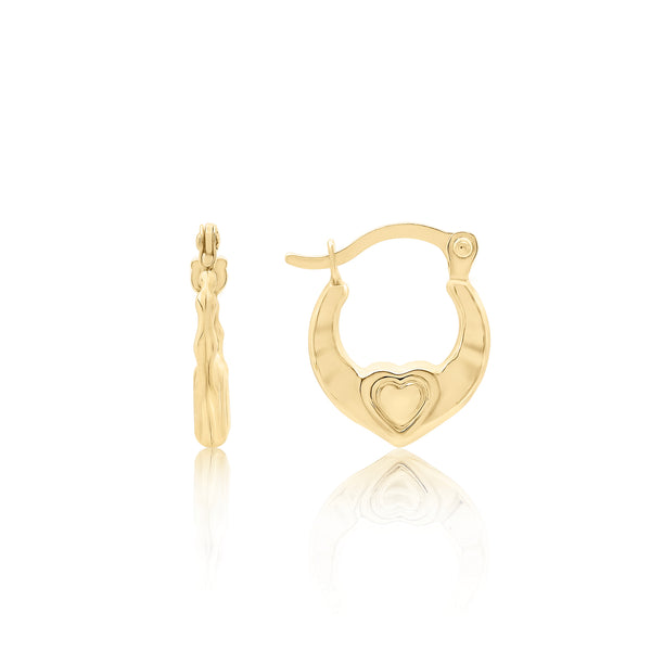 14k Small Hoop Heart Earrings